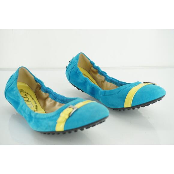 Tod's Dee Blue Suede Belted Cap Toe Ballet Flats Size 36.5 Women's shoe New - Picture 4 of 10